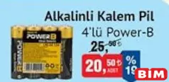 POWER-B ALKALİNLİ KALEM PİL 4'LÜ POWER-B ALKALİNLİ KALEM PİL 4'LÜ